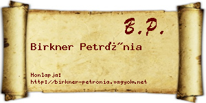 Birkner Petrónia névjegykártya